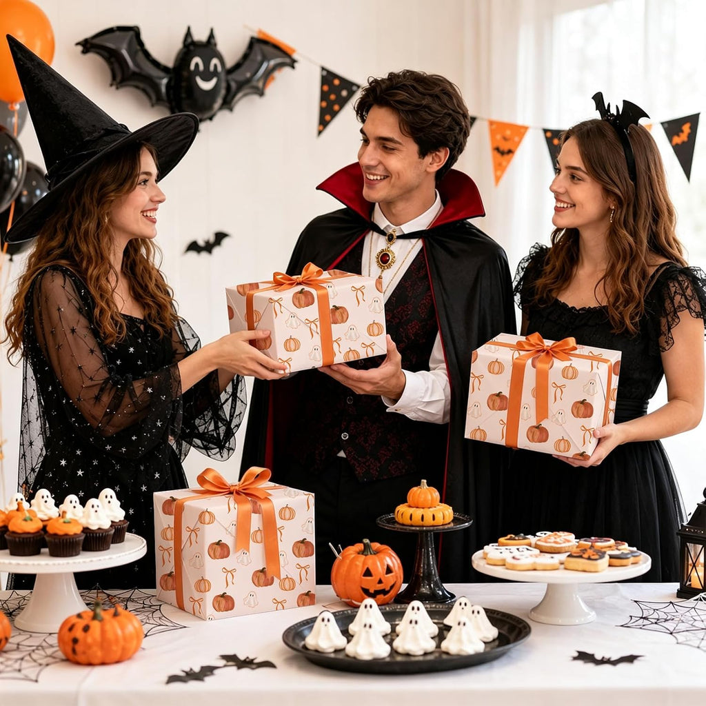 60 Sheets Halloween Tissue Paper, Orange Bow Ghost Pumpkin