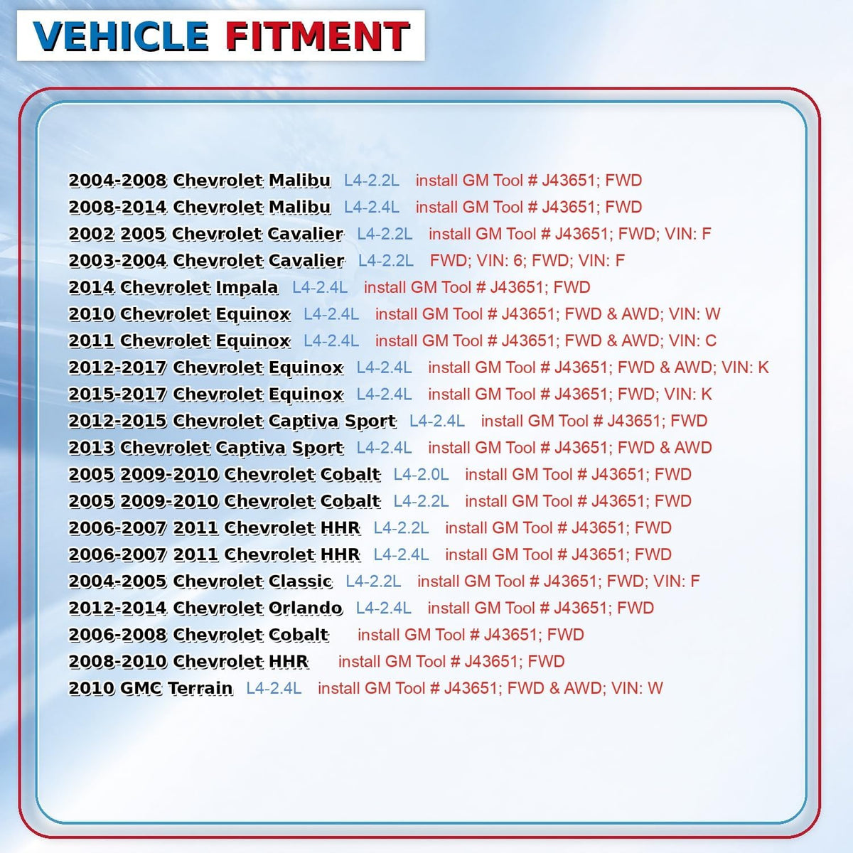 Engine Water Pump Kit Replacement For 2004-2014 Chevy Malibu