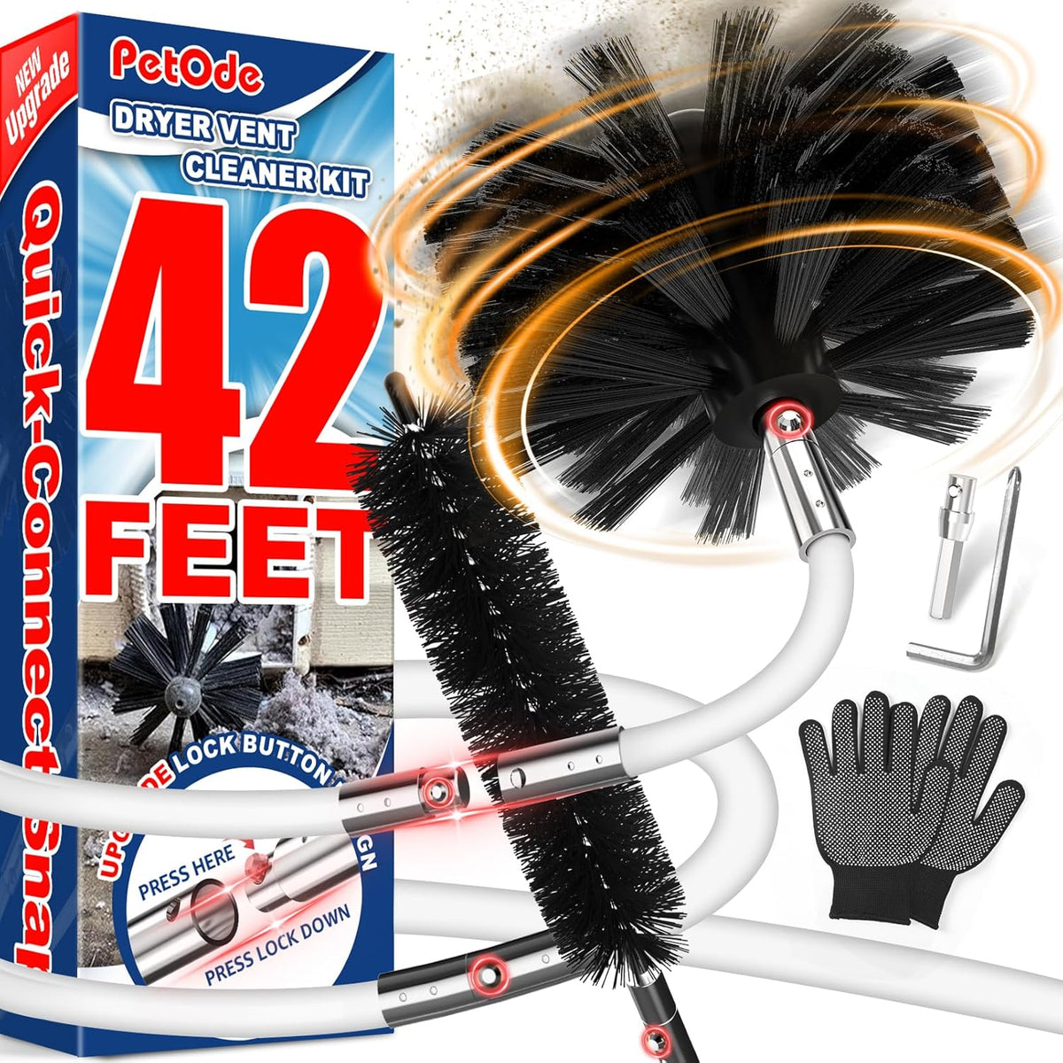 42Ft Dryer Vent Cleaner Kit, Flexible Lint Remover