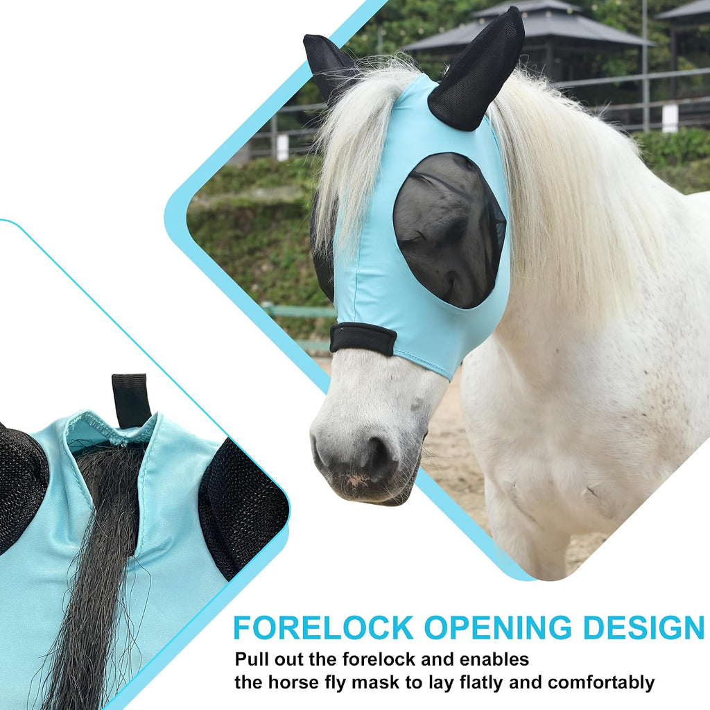 Elastic Fly Mask for Horse with Ear, Equine Fly Mask UV Protection