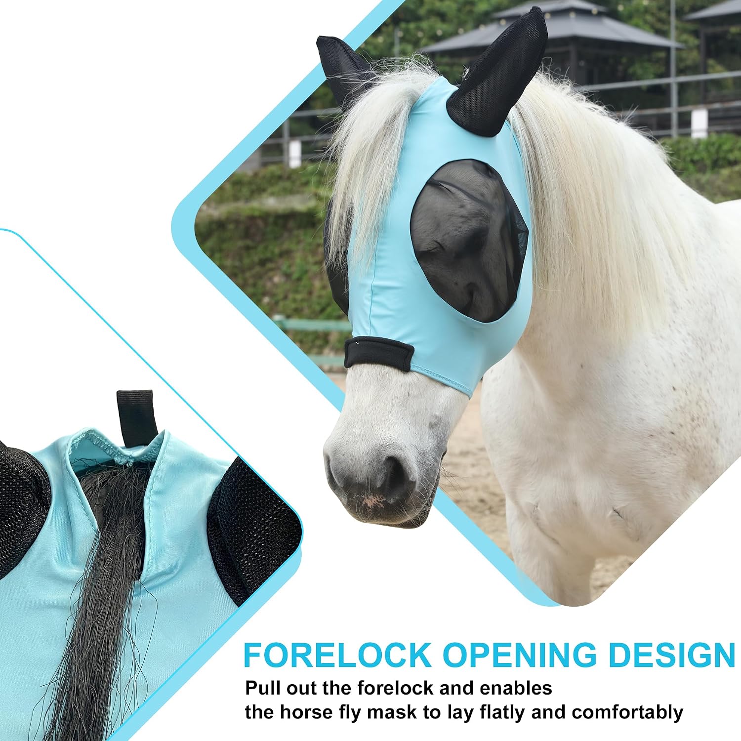 Elastic Fly Mask for Horse with Ear, Equine Fly Mask UV Protection