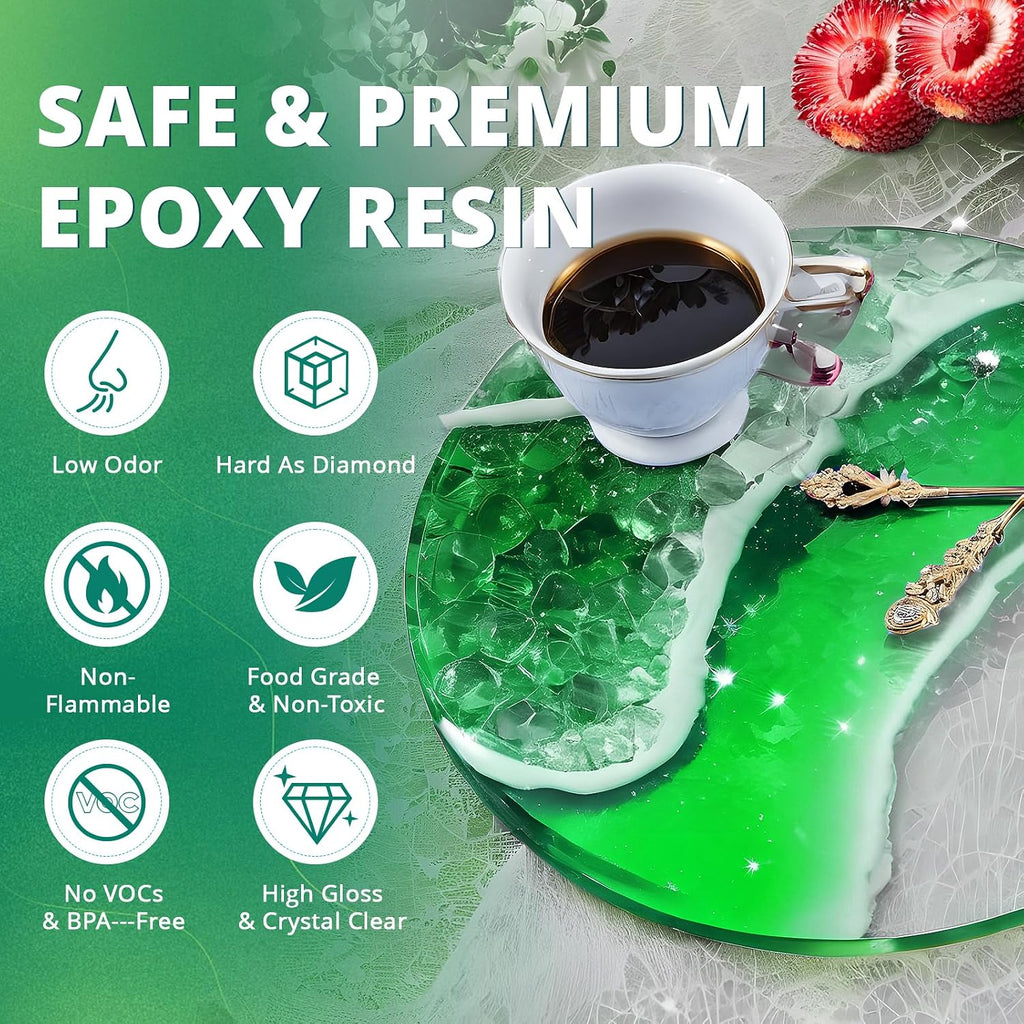 Epoxy Resin,KHKD RESIN 1 Gallon Epoxy Resin Kit-2 Part Crystal Clear Resin | Resina Epoxica, High Gloss Odorless,UV &