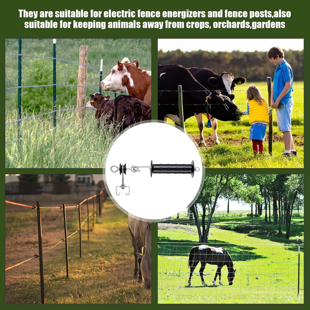 Electric Fence Gate Handle Kit T Post Insulator Spring Gate Handle Set for Horse Cattle Farm Fencing Easy Install