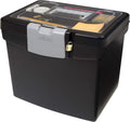 Portable File Box with Organizer Lid – Plastic Office File Storage Box for Letter Paper and Hanging Folders
