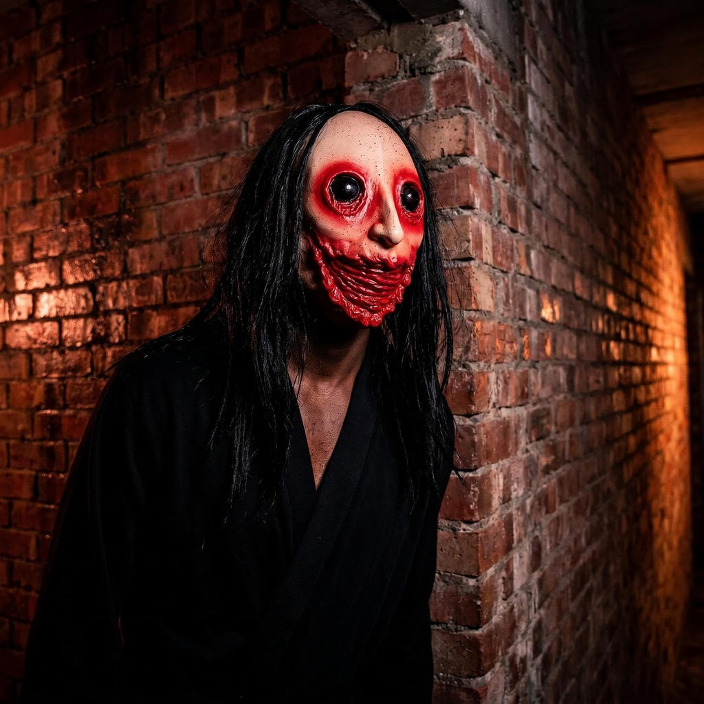 Scary Halloween Mask for Adult, Realistic Ghost Face Masks for Men | Horror Zombie, Long Hair, Creepy Design, Party