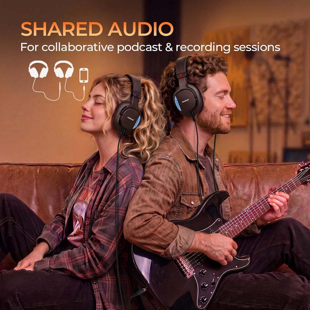 HD01 Studio Headphones Wired, Hi-Res Over Ear Headphones with 1/4 inch to 3.5mm Adapter, Lightweight Closed Back