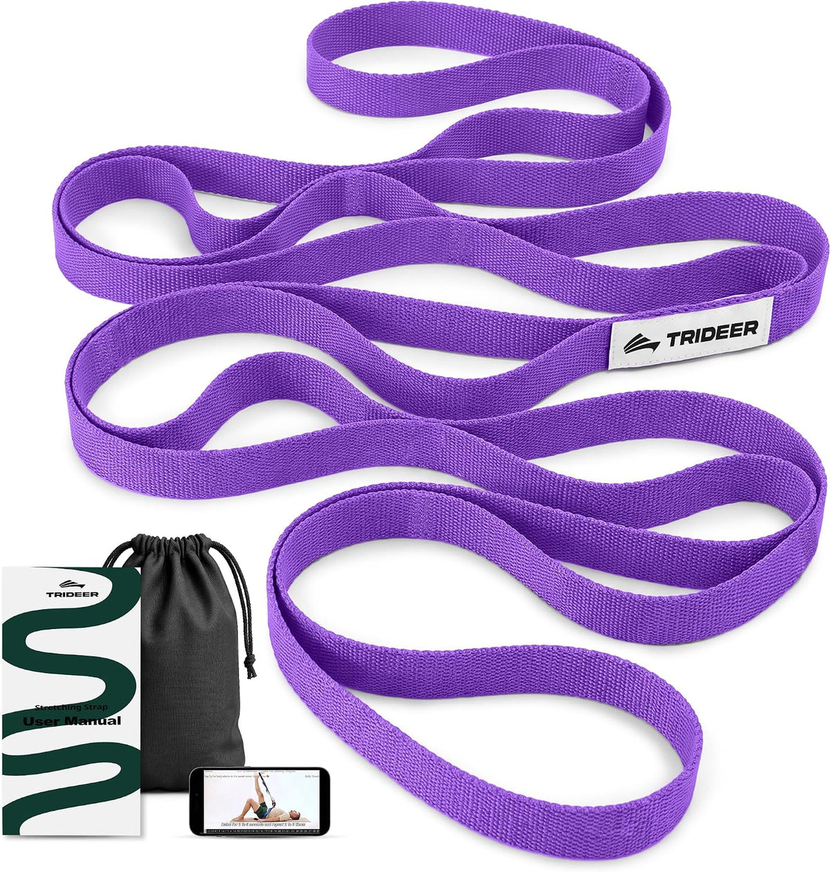 Stretching Strap with Loops for Physical Therapy,Non-Elastic