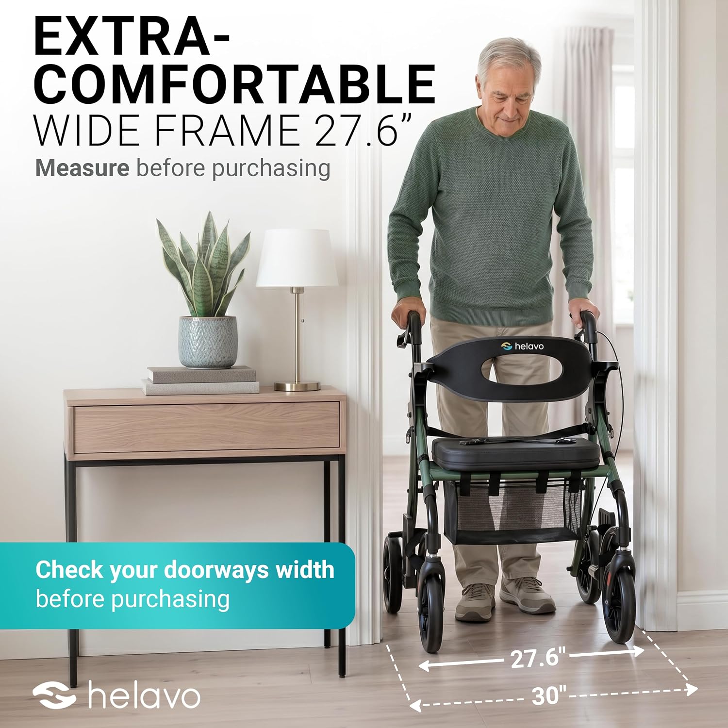 Wide 2 in 1 Walker Wheelchair Combo with 10" All Terrain Wheels, Lightweight Rollator Transport Chair Combo, 300 lbs