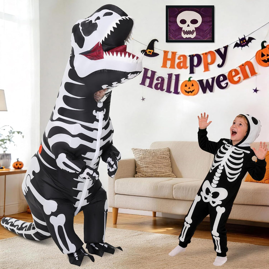 Inflatable Dinosaur Skeleton Costume for Adult Halloween T Rex Skeleton Blow Up costumes Men Women Cosplay Party