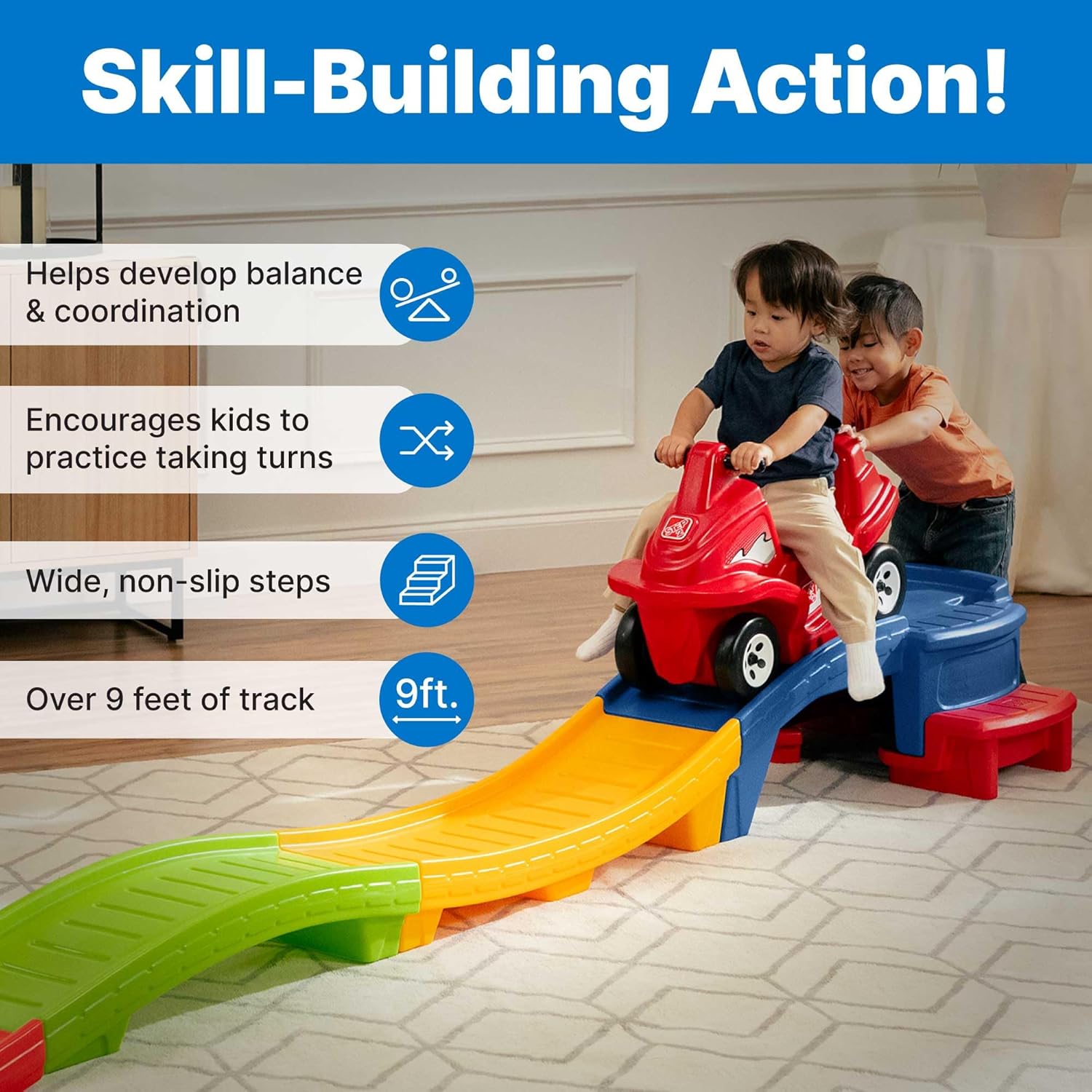 Step2 Up and Down Roller Coaster Toy for Kids, Ride On Push Car, Indoor, Outdoor Playset, Toddlers Ages 2, 5 Years