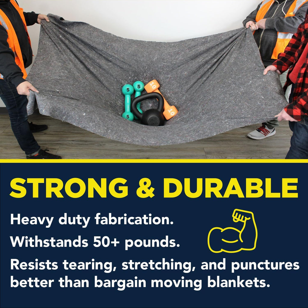 Padded XL Moving Blankets, 12 Pack, Heavy Duty, Eco-Friendly Pads for Packing & Furniture Protection