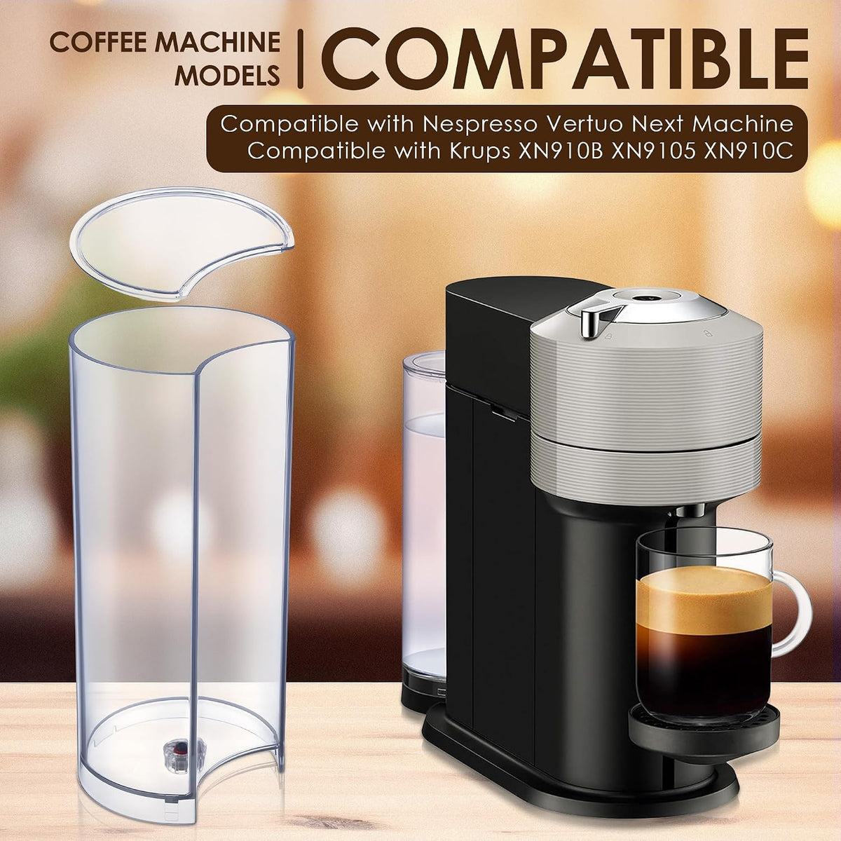 Coffee Machine Water Tank & Lid, Compatible with Nespresso Vertuo Next