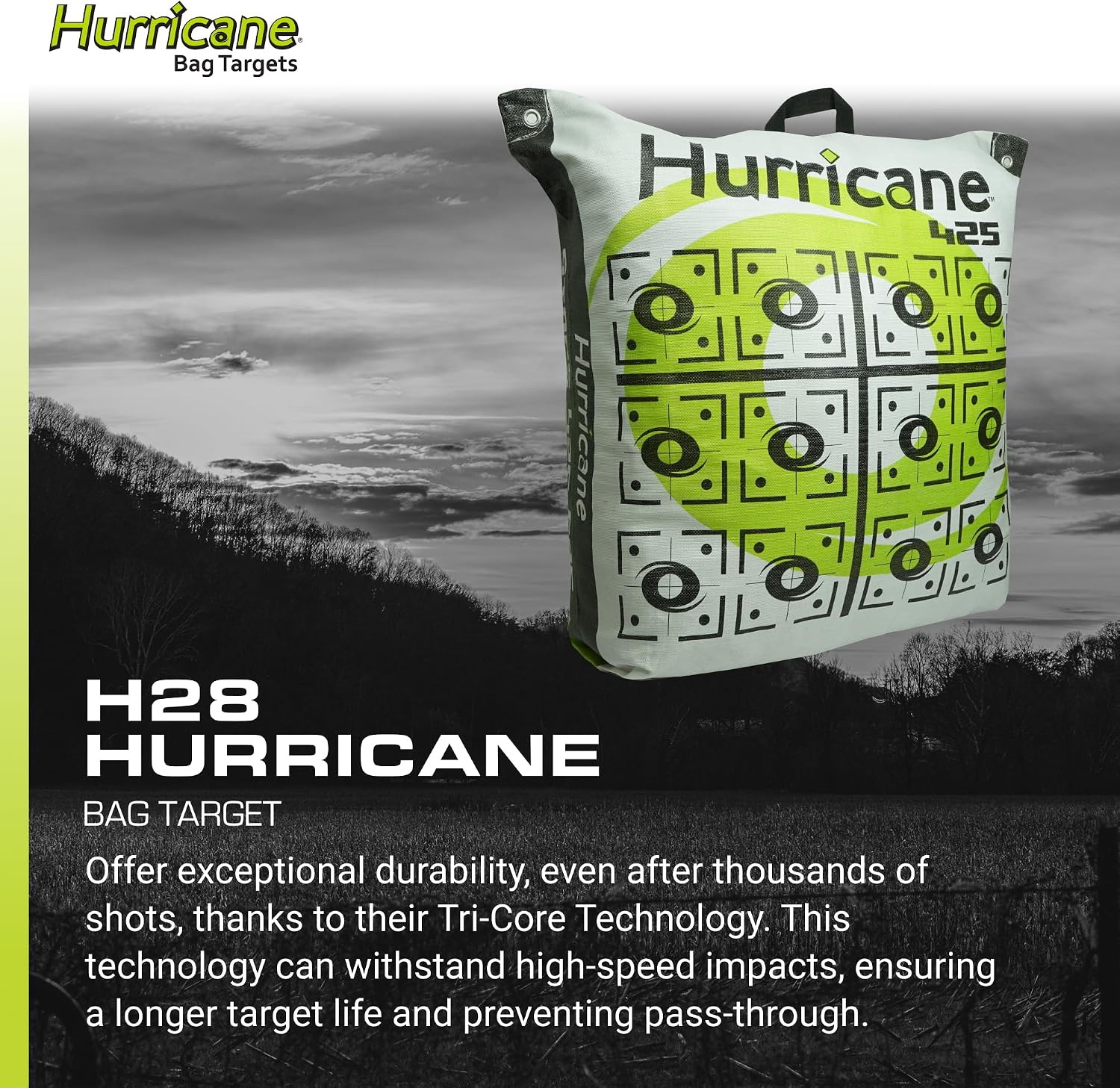2-Sided High-Velocity Archery Bag Target, High-Visibility Aiming Points, Off-Center Deer Vitals on Back, Heavy-Duty
