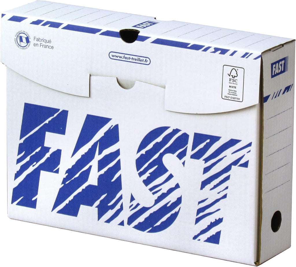 Manual Fast Archive Boxes (Pack of 10 8 cm Spine 25X33 White/Blue