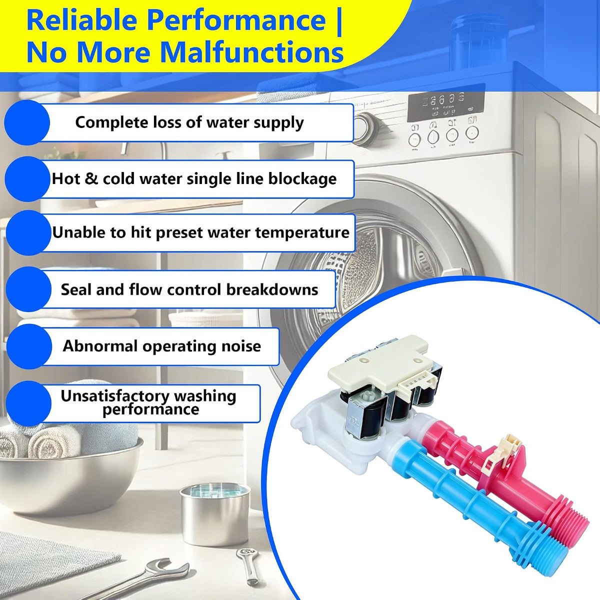 5304528029 5304514790 Washer Inlet Valve, For Frigidaire/Electrolux/Kenmore