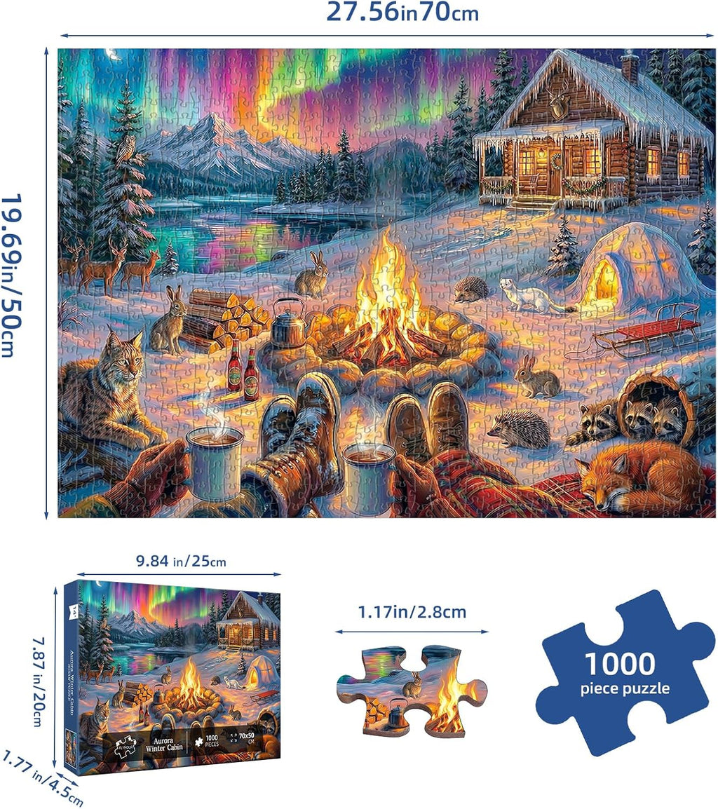 Aurora Winter Cabin Puzzles for Adults 1000 Pieces,Impossible Hard Challenging Jigsaw Puzzles for Adults,Puzzle with