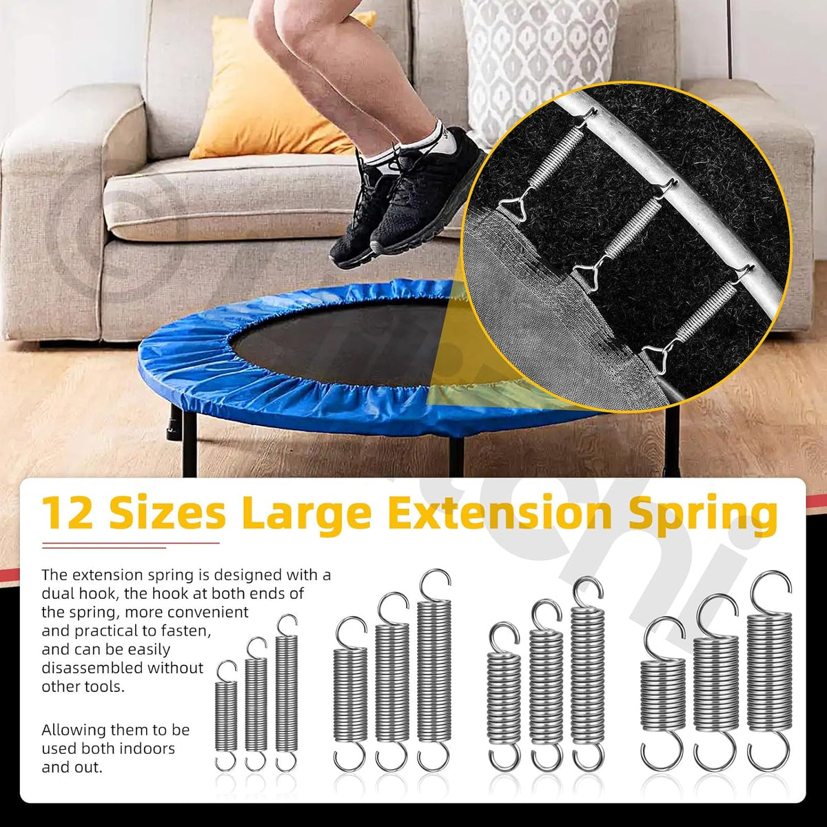 36Pcs Extension Spring Assortment Kit 12 Sizes Extension Spring Carbon Steel Small Springs Extended Spring