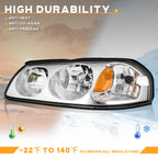 Headlights Assembly for 2000-2005 Chevy Impala Base/LS/SS