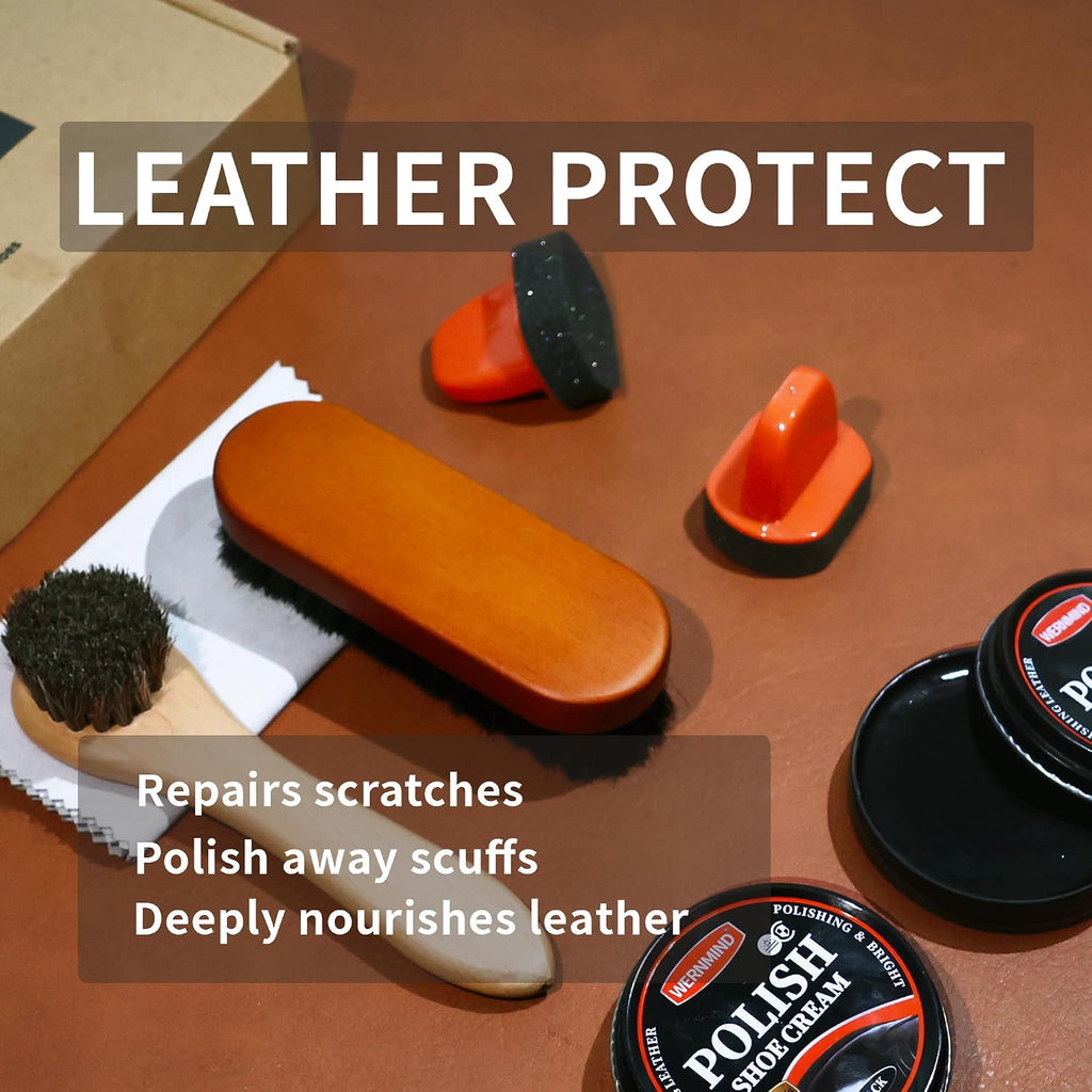 Black Brown Shoe Polish Kit Saddle Soap Mink Oil Boots Shoe Shine | Deep Leather Conditioning,High Gloss