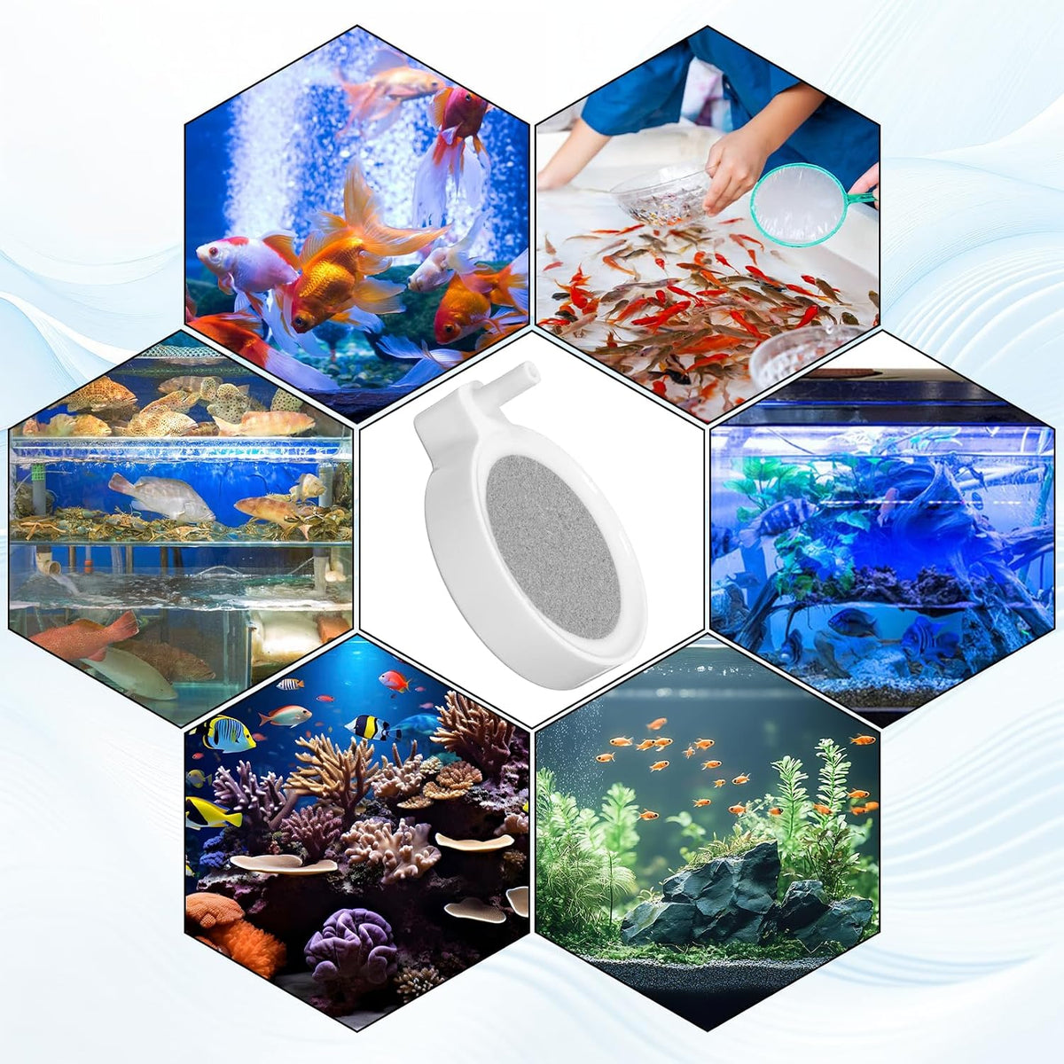 2 Inch Fish Tank Nano Air Stone, Nano Fish Tank Bubbler, High Dissolved Oxygen Diffuser, Ultra Quiet Airstone