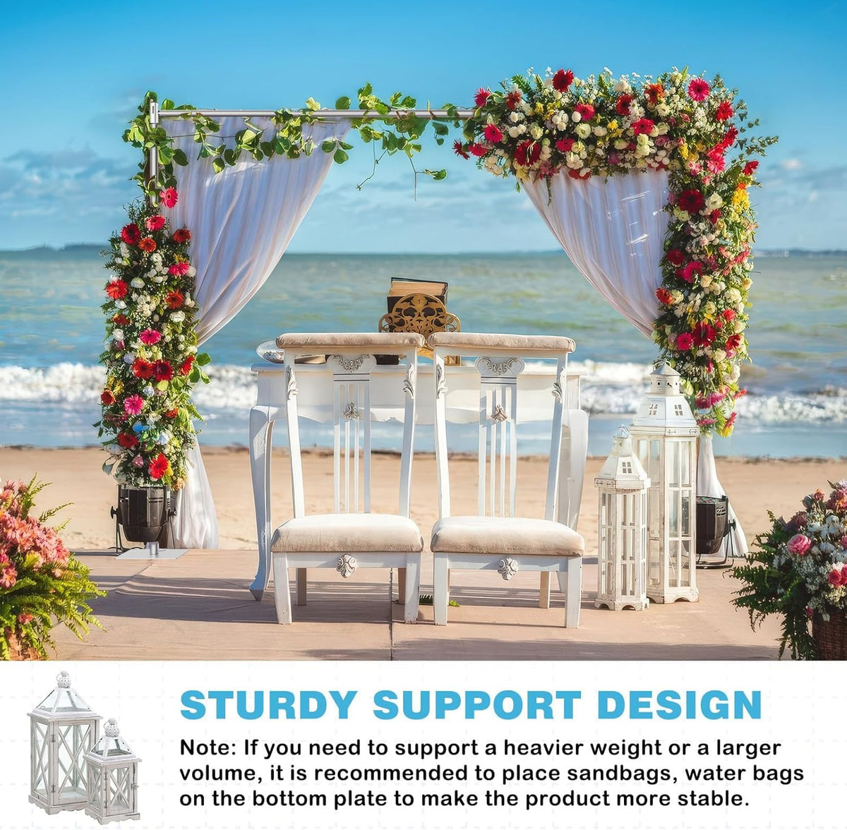 Pipe and Drape Backdrop Stand, 10x10ft Heavy Duty Backdrop Stand with Metal Base, Adjustable Height & Width, Silver