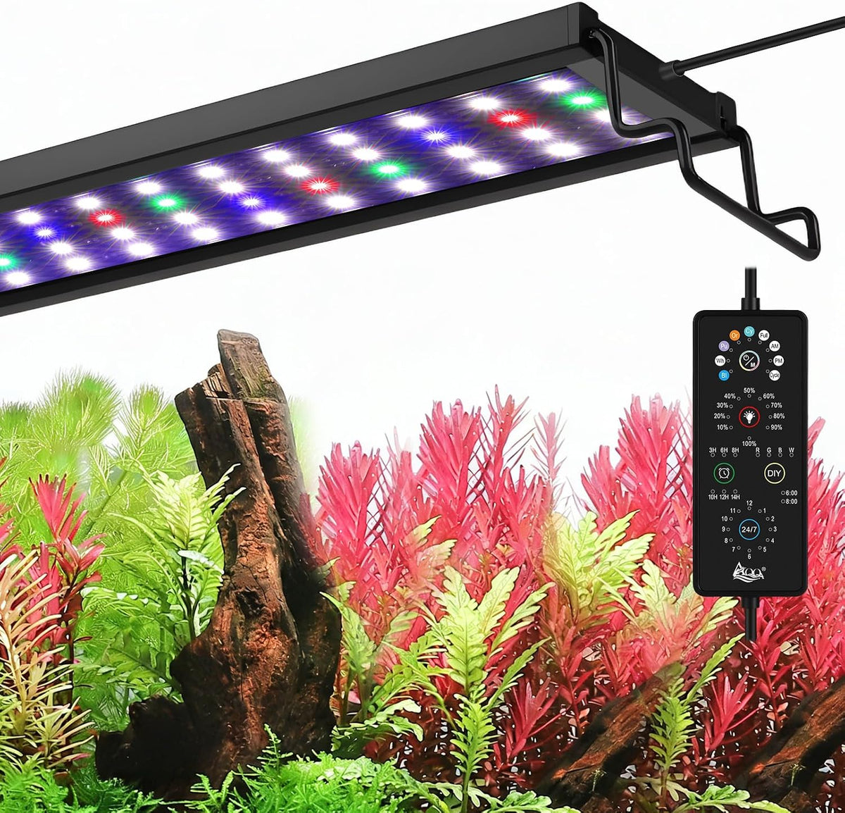 12W LED Aquarium Light, 24/7 & DIY Mode Full Spectrum Fish Tank Light