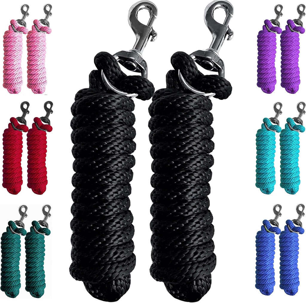 Pack of 2 Solid Poly Lead Rope for Horses & Livestock – 10 Foot Long and 5/8 inch Thick - Replaceable Heavy-Duty Bolt