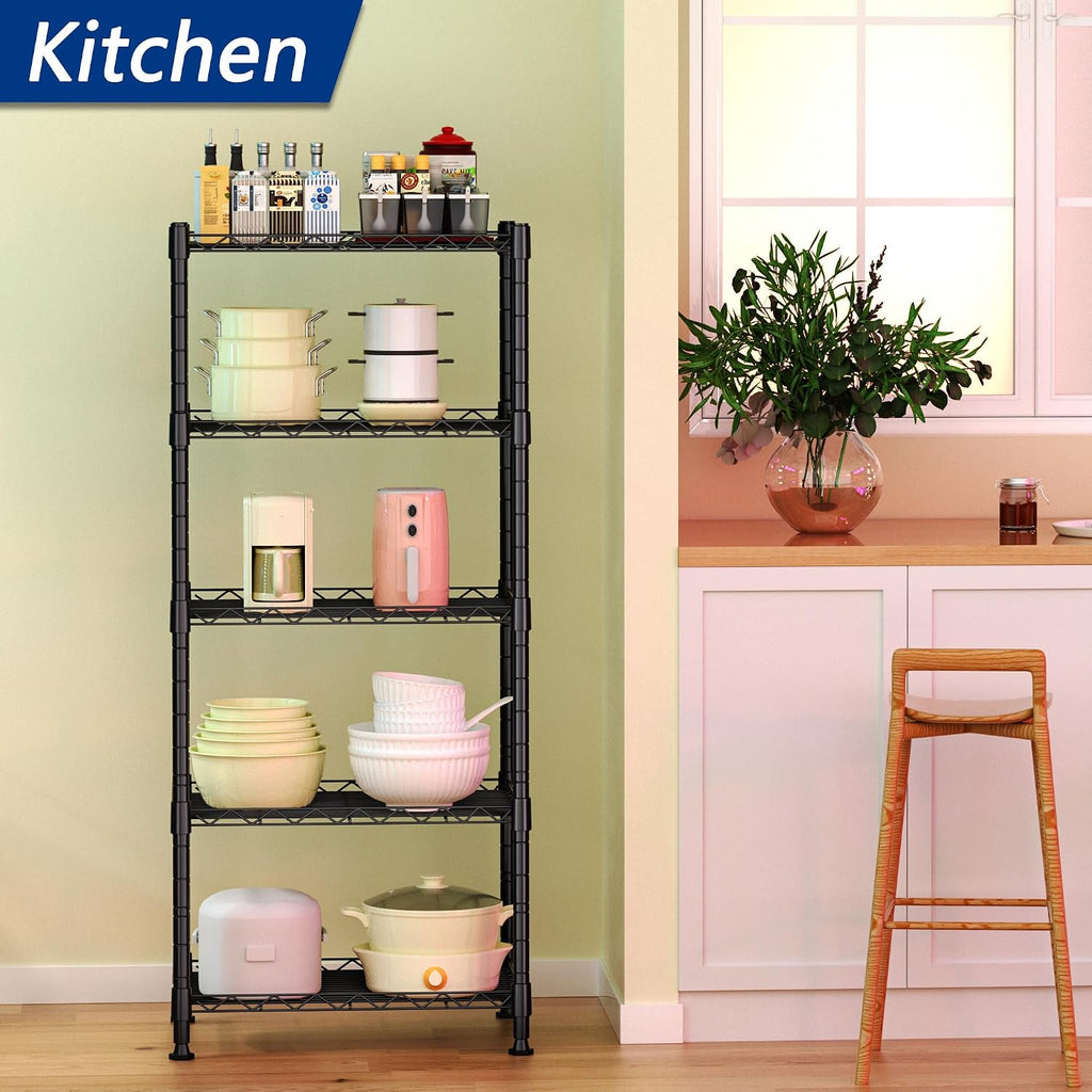5-Wire Shelving Metal Storage Rack Adjustable Shelves,Standing Storage Shelf Units for Laundry Bathroom Kitchen
