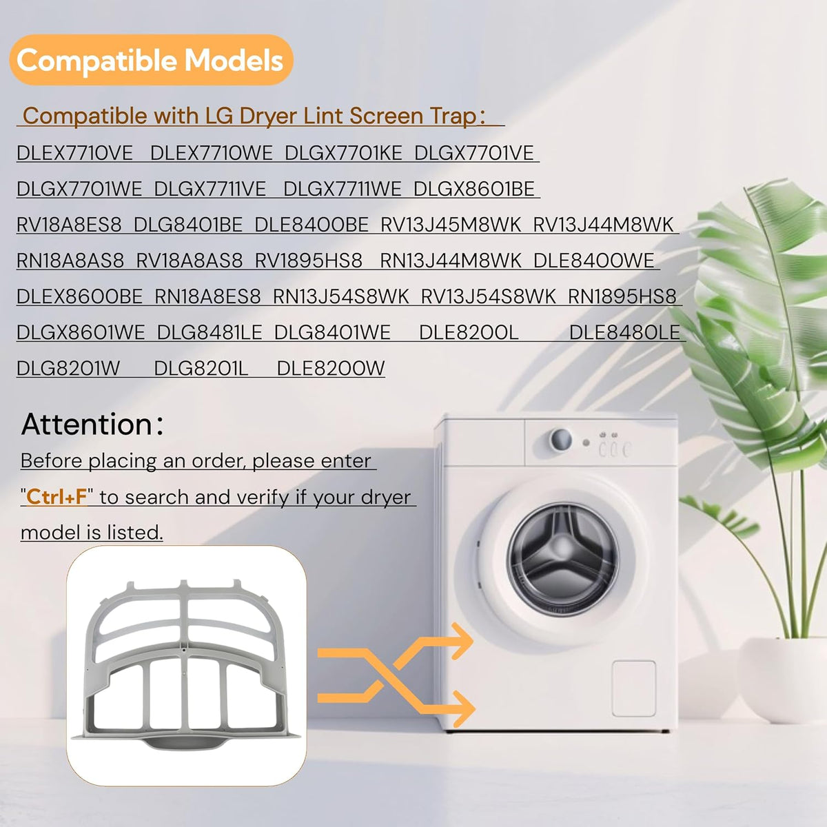 ADQ74233201 Dryer Lint Filter Compatible with LG DLEX7700VE DLEX7700WE