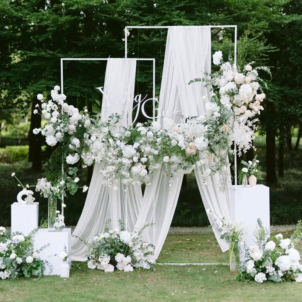White Wedding Arch Draping Fabric Backdrop Drapes Sheer 6 Panels