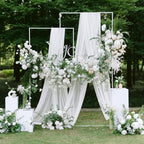 White Wedding Arch Draping Fabric Backdrop Drapes Sheer 6 Panels