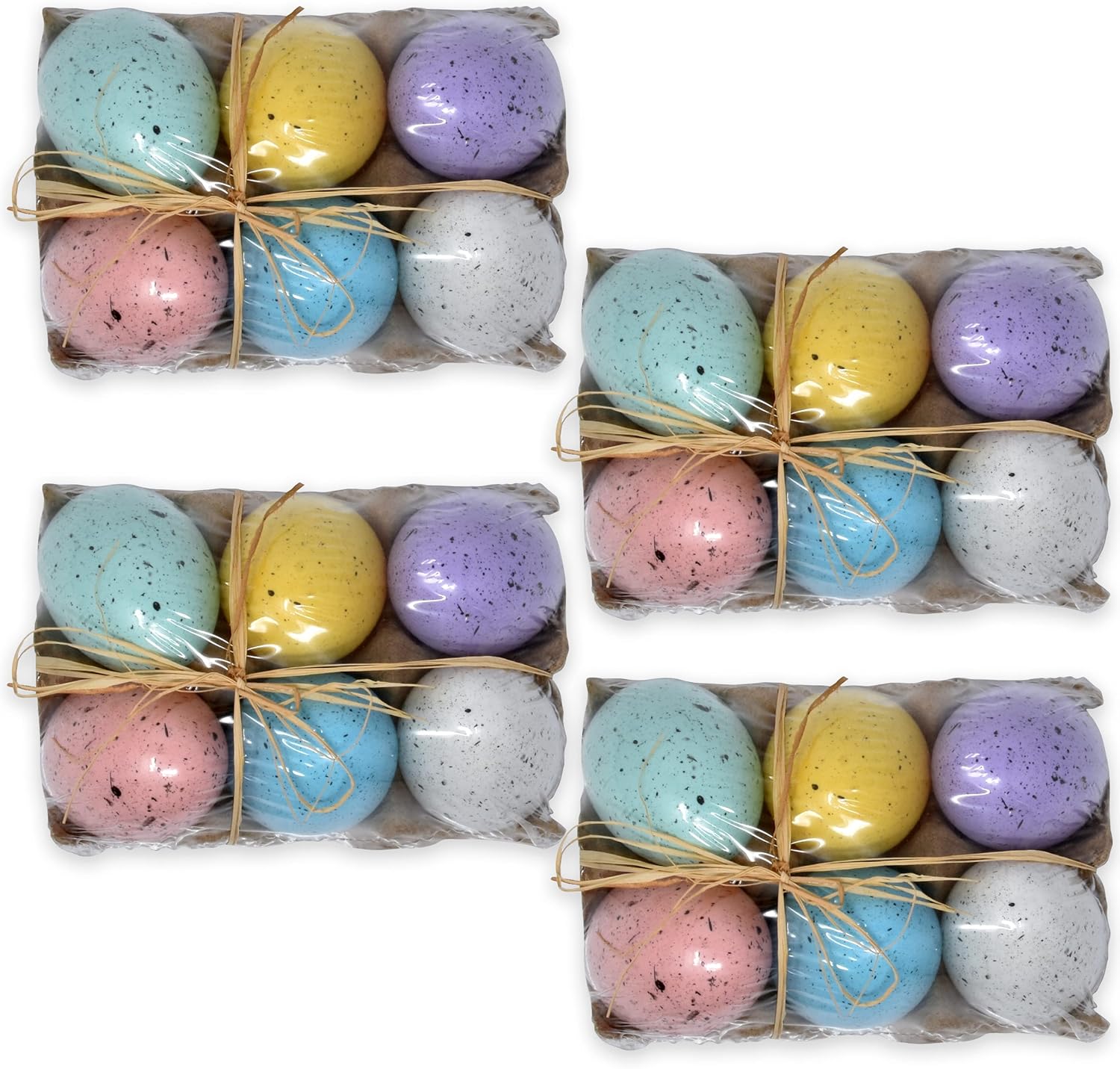 Pastel Speckled Easter Eggs Set (6 Pack) Decorative Faux Eggs Spring Decor Basket Fillers Farmhouse Easter Table
