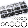 External Shaft Retaining Ring Assortment Kit, Black Carbon Steel Circlips, Multiple Sizes with Storage Case