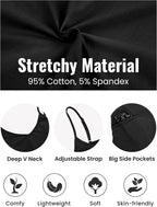 Women's Causal Jumpsuits V Neck Sleeveless Harem Overalls Stretchy Adjustable Strap Romper with Pockets