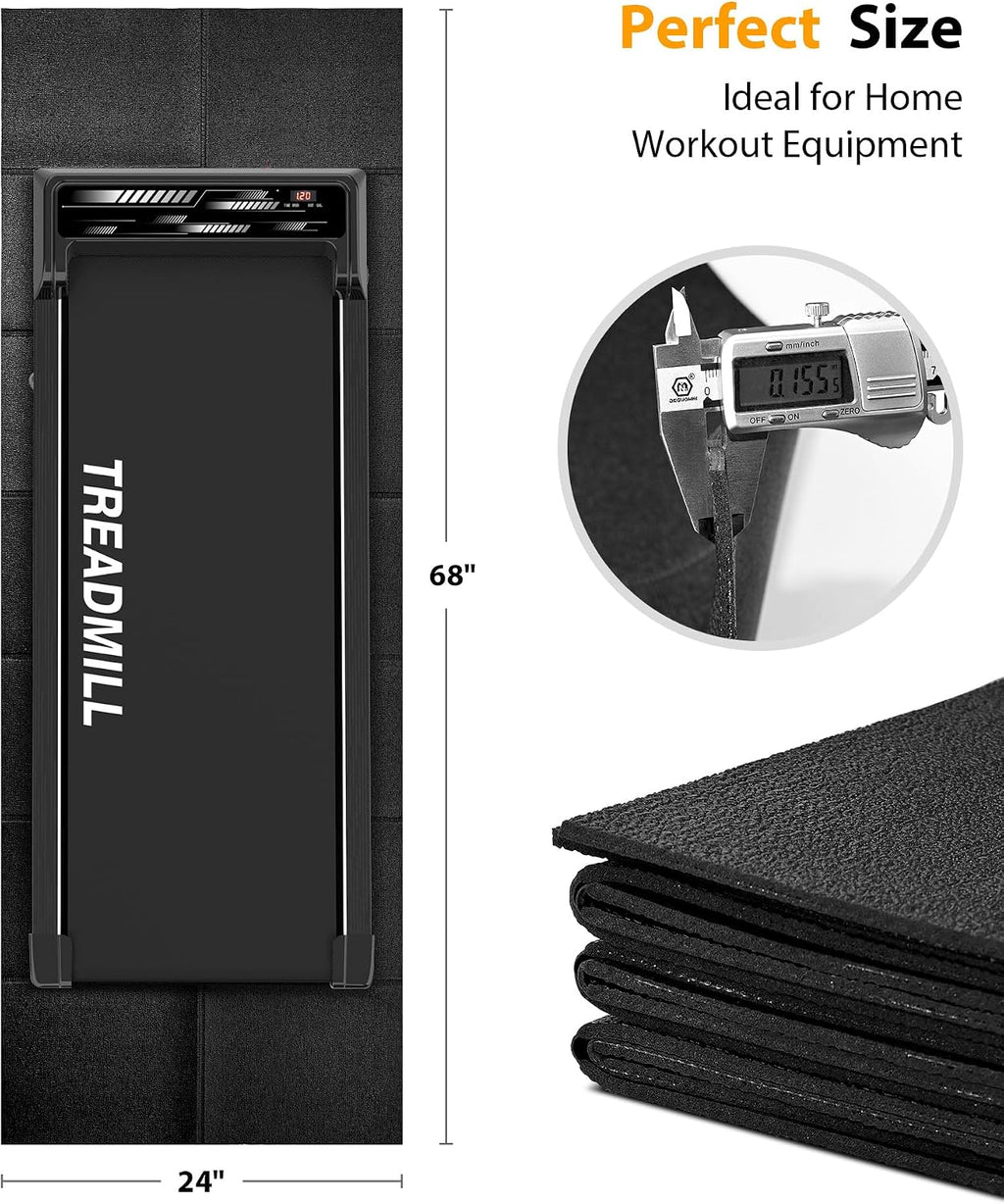 Foldable Rubber Treadmill Mat - Exercise Bike Mat with Waterproof | Non-Slip, Shock Absorption, Exercise Equipment