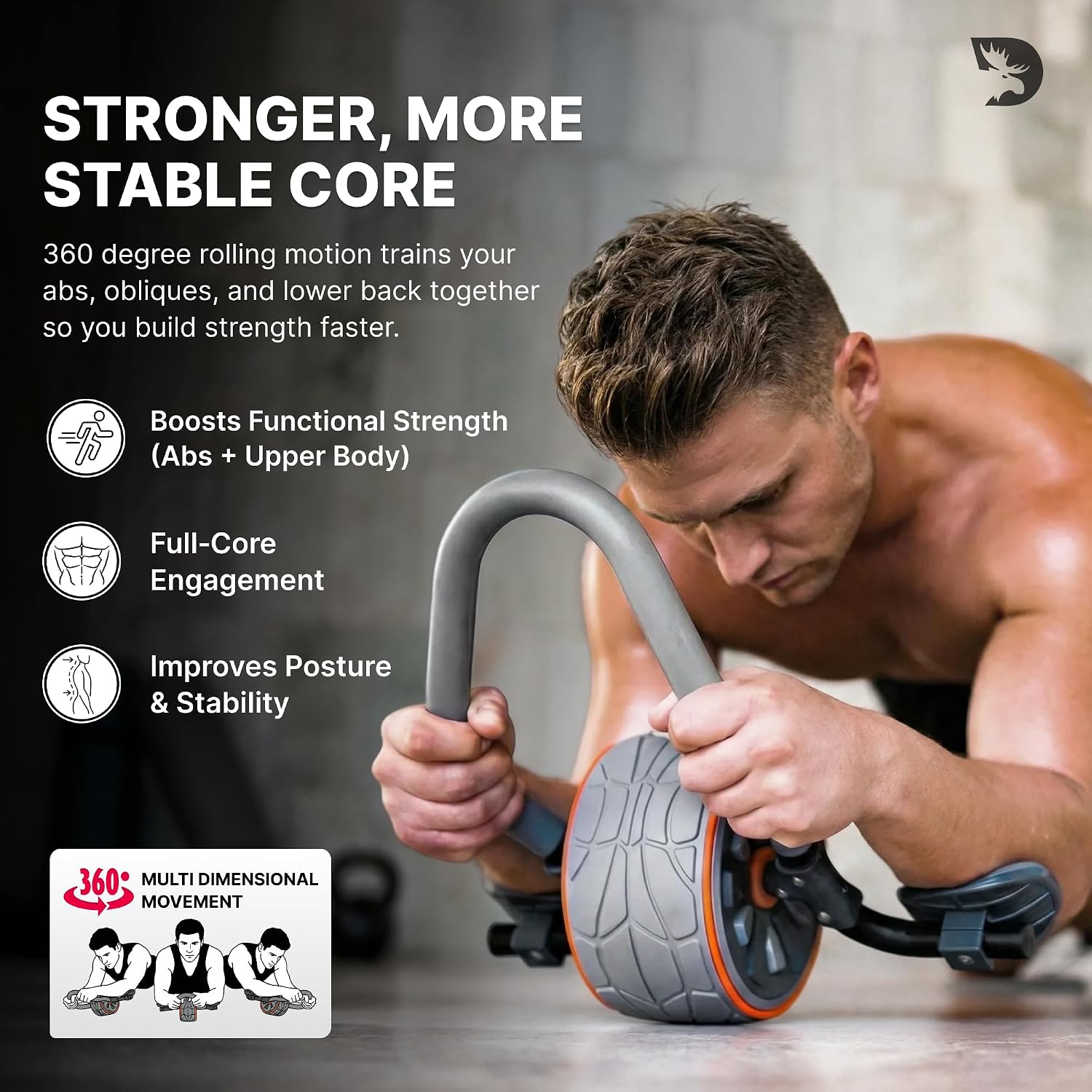Ab Roller Wheel with Elbow Support & 2 Knee Pads - Abdominal Exercise Trainer for Core Strength Training - Ultimate