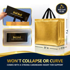 Bulk Set of 60 Reusable Large Gold Gift Bags with Handles
