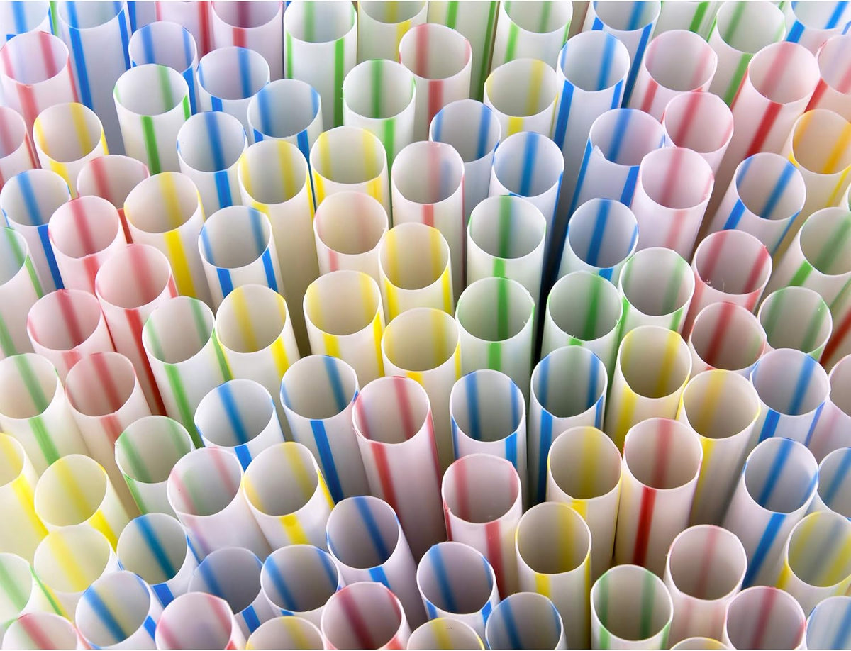 Flexible Plastic Straws Colored BPA-Free Disposable Bendy Straw 8" Long (200 Pack, Colorful)