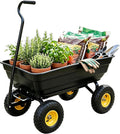 600 LBS Heavy Duty Garden Dump Cart,10" All-Terrain Wheels, 180° Rotating Handle, Yard Cart for Landscaping, Farm