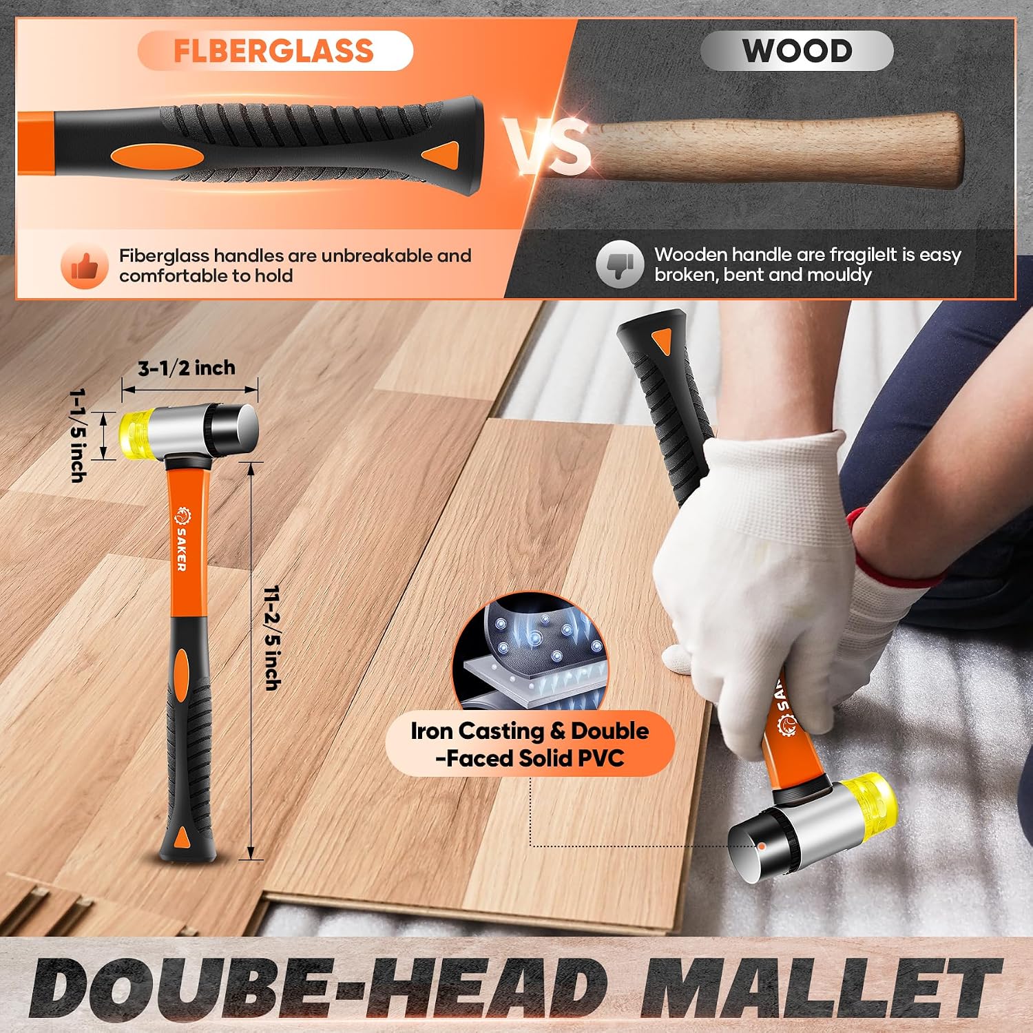 Laminate Flooring Tools, 107-Piece Wood Flooring Installation Kit with 100 Flooring Spacers,Tapping Block with