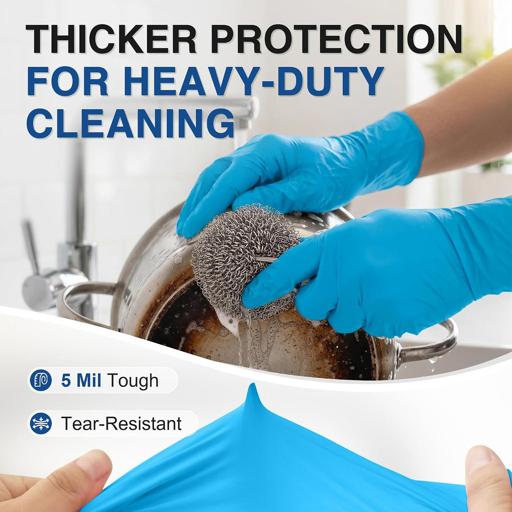 Medical Exam Glove, Gloves Disposable Latex Free, Powder Free | 5-Mil, Blue Nitrile Gloves, Food Safe Gloves, Cooking
