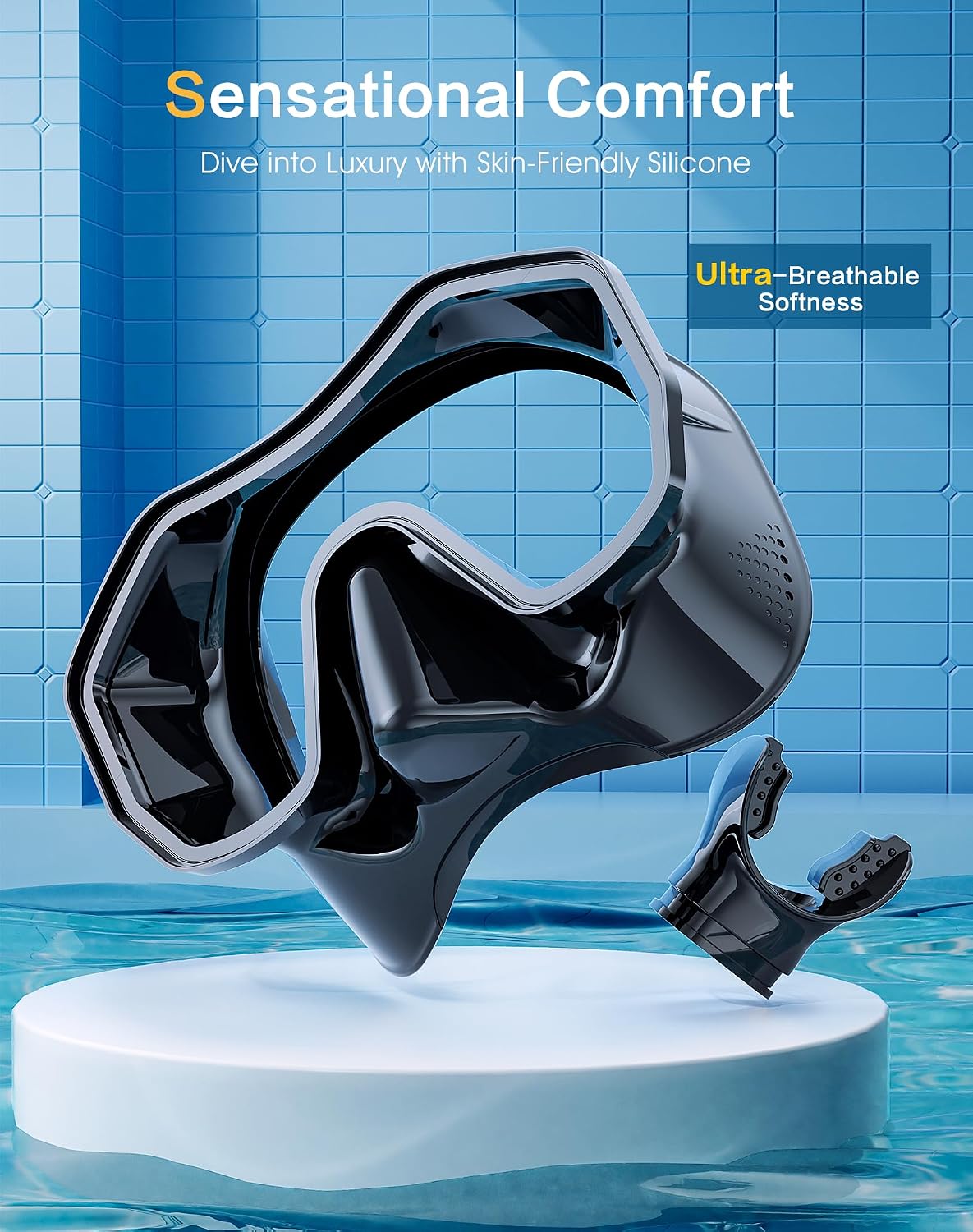 Snorkeling Gear for Adult Kid - Anti-Fog Mask with Top Dry Valve | 180°Panoramic Wide View Anti-Leak Snorkel Set with