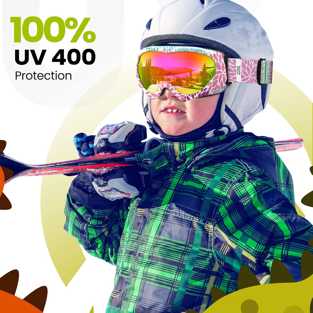 Lollipop Kids Ski Goggles UV Protection Snow Goggles | Anti-Fog Coating, Helmet-Compatible, Adjustable Strap