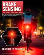 Bike Tail Light Smart- with Brake/Light Sensor, USB-C Rechargeable