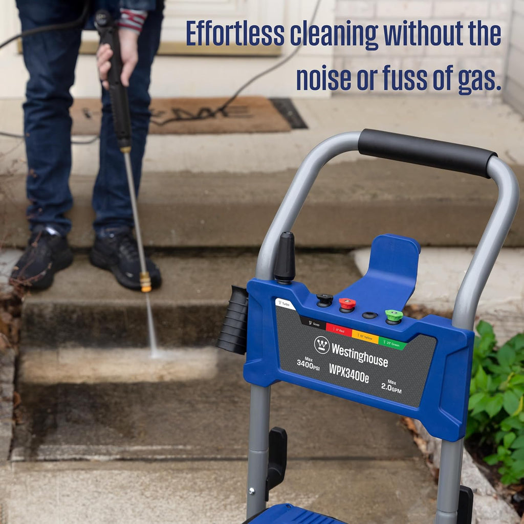 WPX3400e Electric Pressure Washer, 3400 Max PSI and 2.0 Max GPM, Brushless Motor, Onboard Soap Tank, Spray Gun and