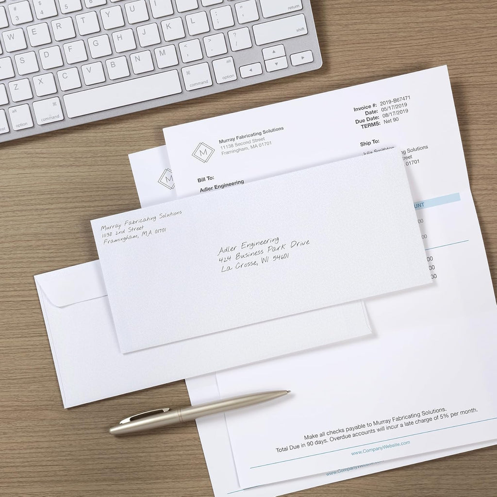 #10 Security Envelopes, 100 Pack, Self Seal Envelopes for Home, School, and Business Mailings, No Window, 4-1/8 x