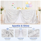 Silver Sequin Tablecloth 50x72, Sparkly Glitter for Wedding Party