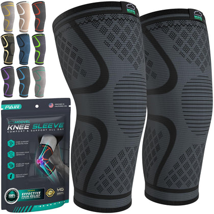 Compression Knee Brace for Women & Men, 2-Pack Knee Brace for Running Knee Pain, Knee Support Compression Sleeve