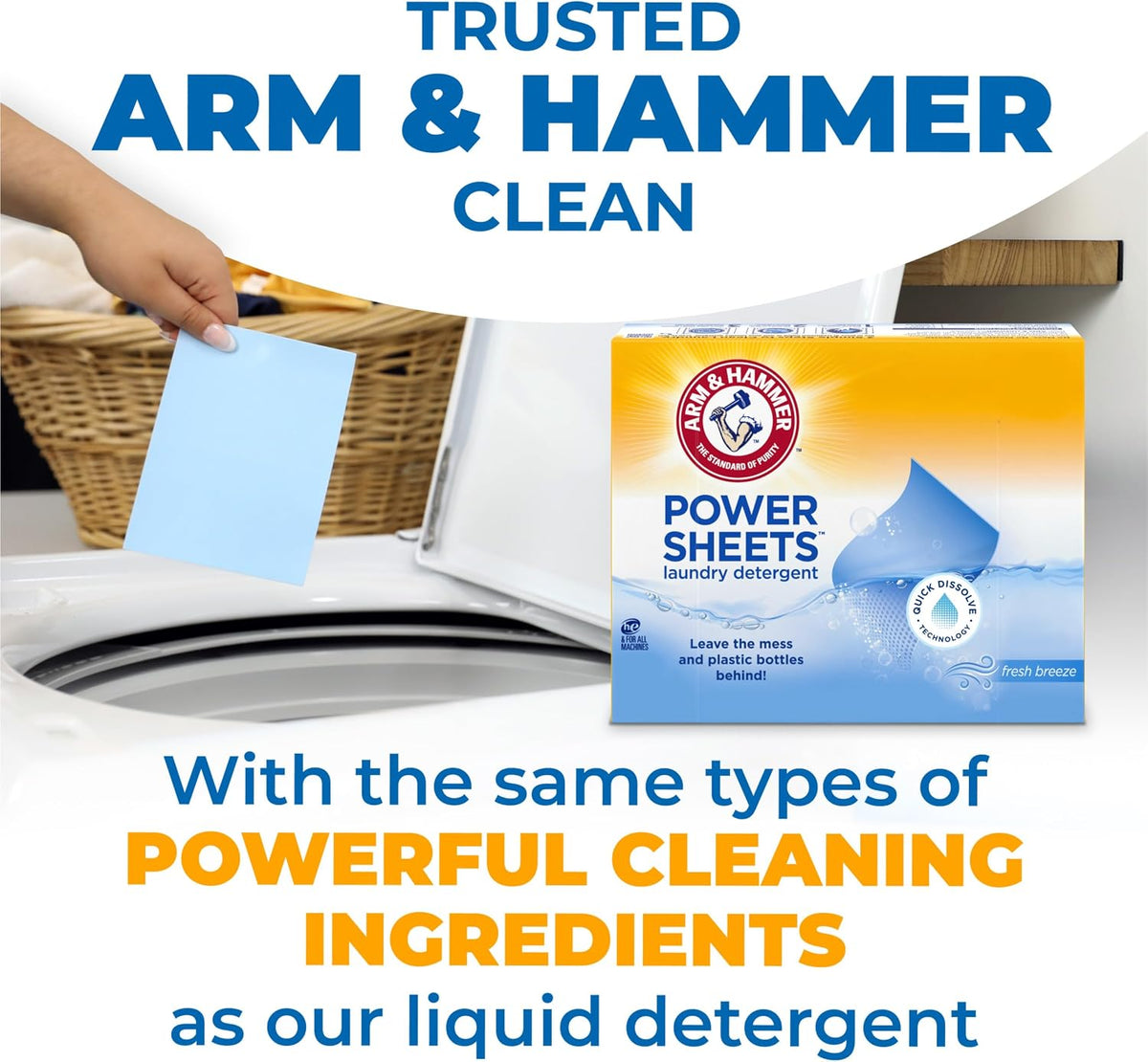 Power Sheets Laundry Detergent, Fresh Breeze Scent, 60ct