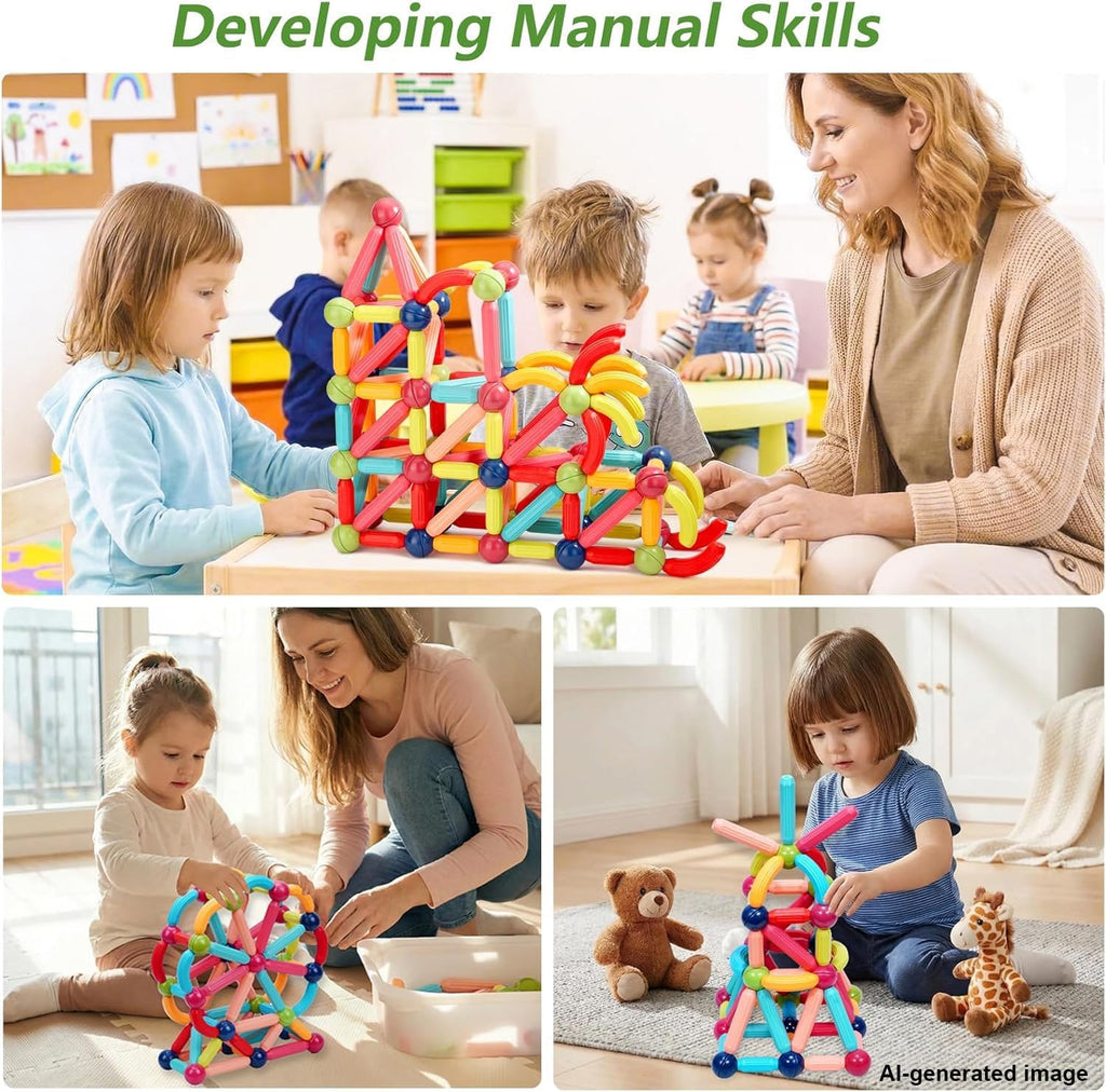 Magnetic Building Blocks for Toddlers: STEM Educational Toys for 3 4 5+ Years Old Kids - Magnetic Stick Montessori